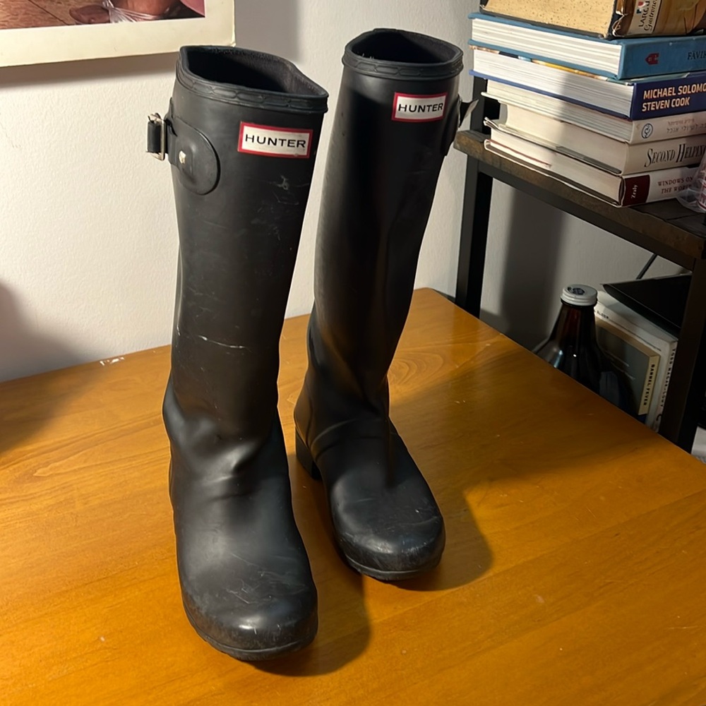 Hunter black packable rain boots UK size 3, US size 5/6